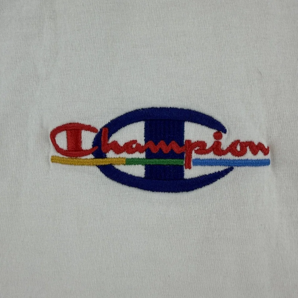 Champion Shirt Mens Small White Embroidered Logo Graphic Tee T-Shirt Tagless - Picture 3 of 11